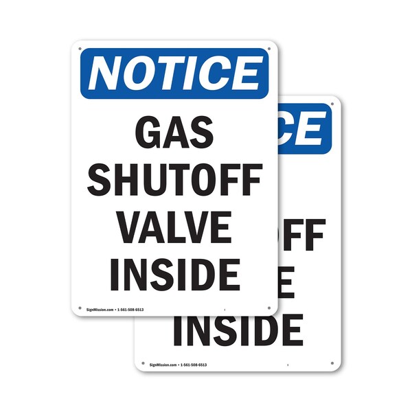 Signmission Gas Shutoff Valve Inside OSHA Notice Sign, Plastic, 10in W x 14in L, 2PK OS-2PACK-NS-P-1014-V-13035 - main